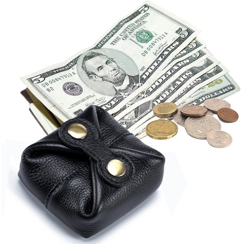 Leather Coin Pouch Change Holder Mini Pocket Wallet for Women