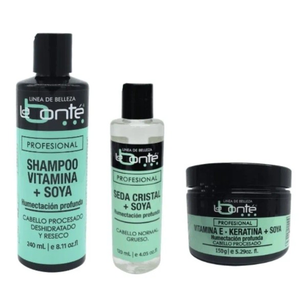Kit Shampoo Soya+ Seda Cristal+ Vitamina E, Keratina Labonte