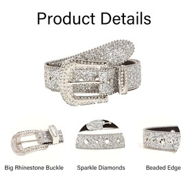 COTIM COYIN Men Women Western Rhinestone Belt, Crystal Studded Leather, Shining Diamond Cowgirl Cowboy Waist Belt for Jeans, Gold, 3.8*103cm/1.5*40.1 nches