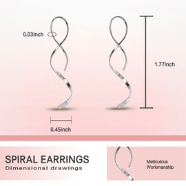 Quasten Welle Ohrringe für Damen, Spiral-Einfädler-Ohrringe Durchzieher Tropfen Ohrringe Edelstahl, Ohrhänger Lange Hängeohrringe, Hypoallergene Schmuck Ohrringe Tropfen Hängend (Silber)