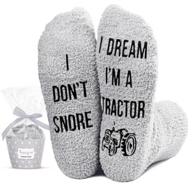 HAPPYPOP Funny Tractor Gifts for Men Women Teens - Tractor Birthday, Fuzzy Novelty Silly Tractor Socks for Men Women, Stocking Stuffers, Farmer Gifts