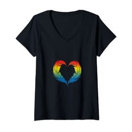 Womens Bird Heart Design for colorful Bird Fans V-Neck T-Shirt
