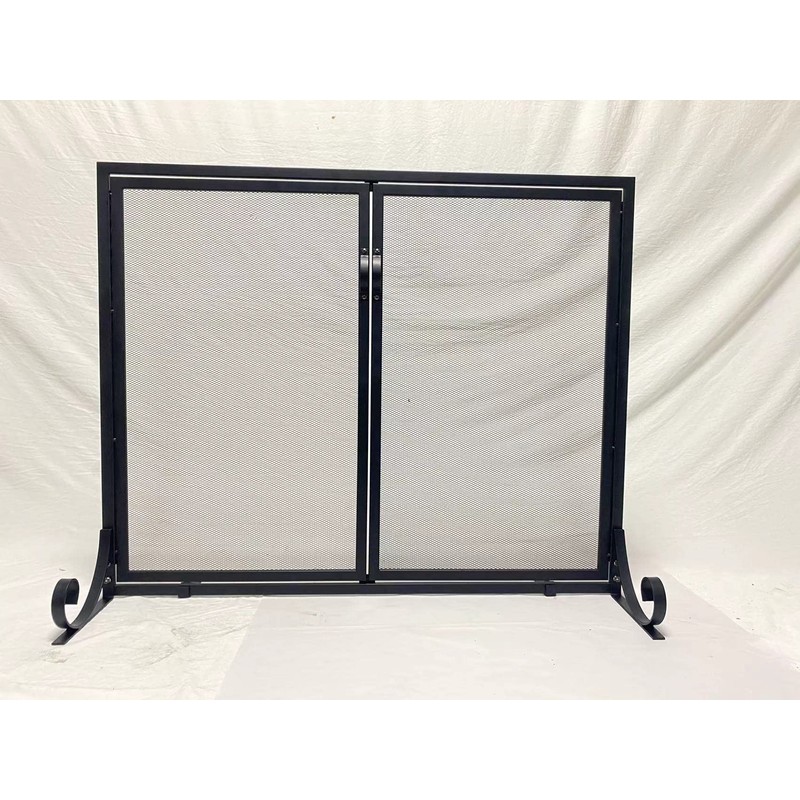 Fire Beauty Fireplace Screen with Hinged Doors, Powder Coated Steel