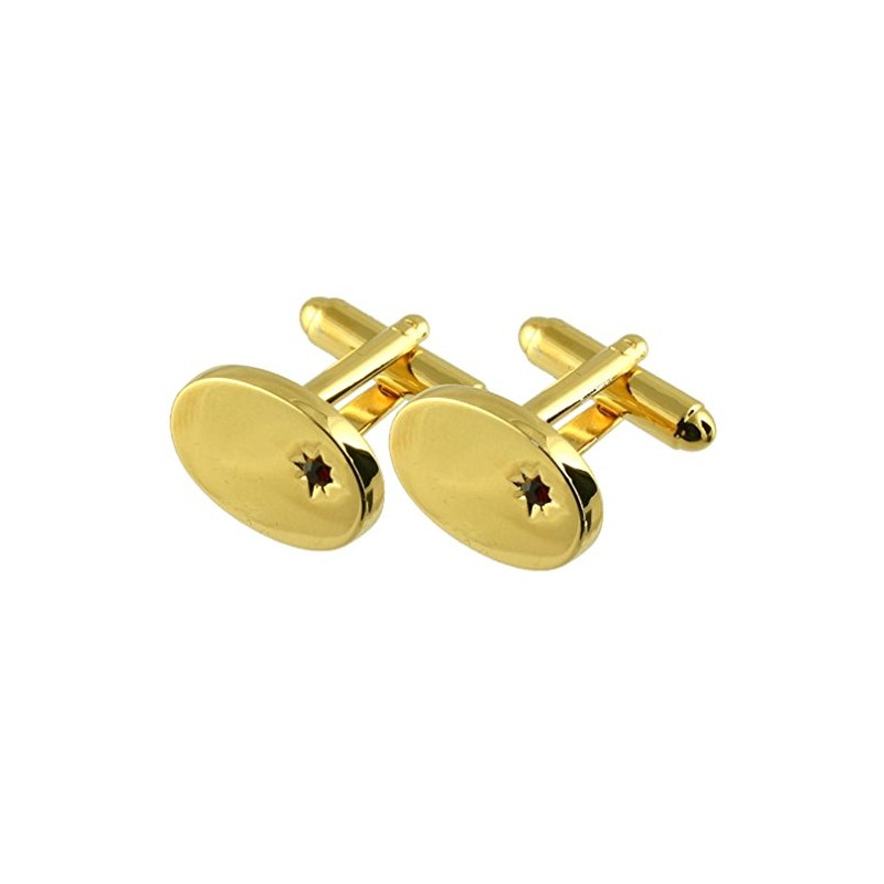 Gold Oval Ruby Crystal Cuff Links Cufflinks ~ Red Stone