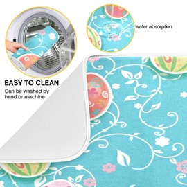 Nander Easter Dish Drying Mat for Kitchen Counter, Absorbent Accessories Dish Draining Pad,Rack Pad for Countertop, 16 x 18 Inches-Easter Egg Flower Floral