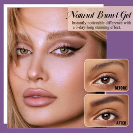 Peel Off Eyebrow Gel, Tattoo Eyebrow Gel Easy Peel Off-Long-lasting Natural Color Up to 3 Days, Waterproof Eyebrow Tattoo for Women, Easy Application for Fuller & Defined Looking Brows, Brown