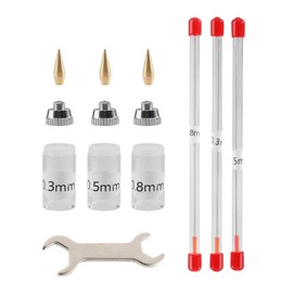 rockible 11 Pieces 0.3mm 0.5mm 0.8mm Airbrush Nozzle Kits Accessories Airbrush Sprayer Accessories with Wrench Professional for Replacement Parts