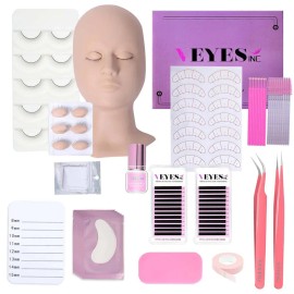 VEYES Custom Lash Kit Mink Silk Eyelash Extensions Training Set with Salon Bag for Eyelash Extension Salon Makeup Tool Traininglength: Mix, color: 79.99, Curl: D