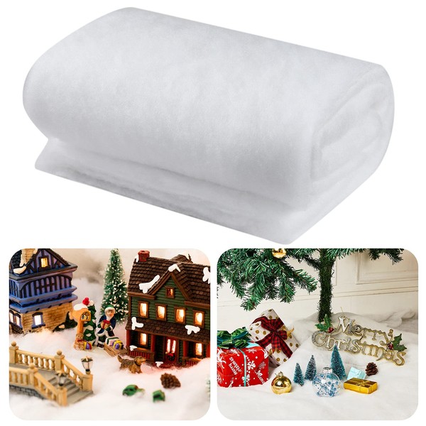 BBTO Christmas Snow Blanket Set Artificial Snow Mat for Christmas Village Background Decorations (1 Piece, 15.7 Inches x 4.9 Feet)