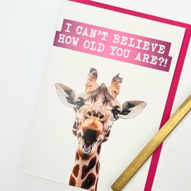 Funny Giraffe Birthday Card for Sister - 'Can't Believe You're How Old' Humorous Birthday Card for Her - Funny Female Birthday Cards for Wife Girlfriend Daughter Mum Auntie - Hilarious Card