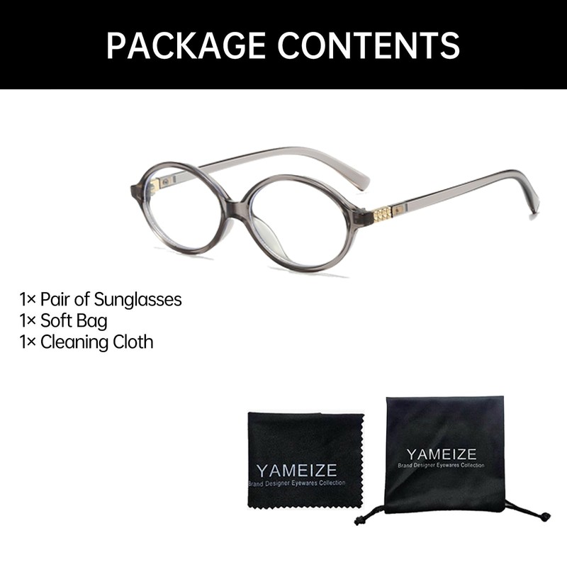 YAMEIZE Small Oval Blue Light Glasses Women - Men Retro
