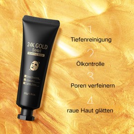 24K Gold Snail Peel Off Maske Gesicht - Face Mask Skin Care - Gesichtsmaske Frauen für Gesichtsreinigung & Gesichtspflege - Tearing Mask mit Masken Pinsel, Porenreinigung, Hautstraffend