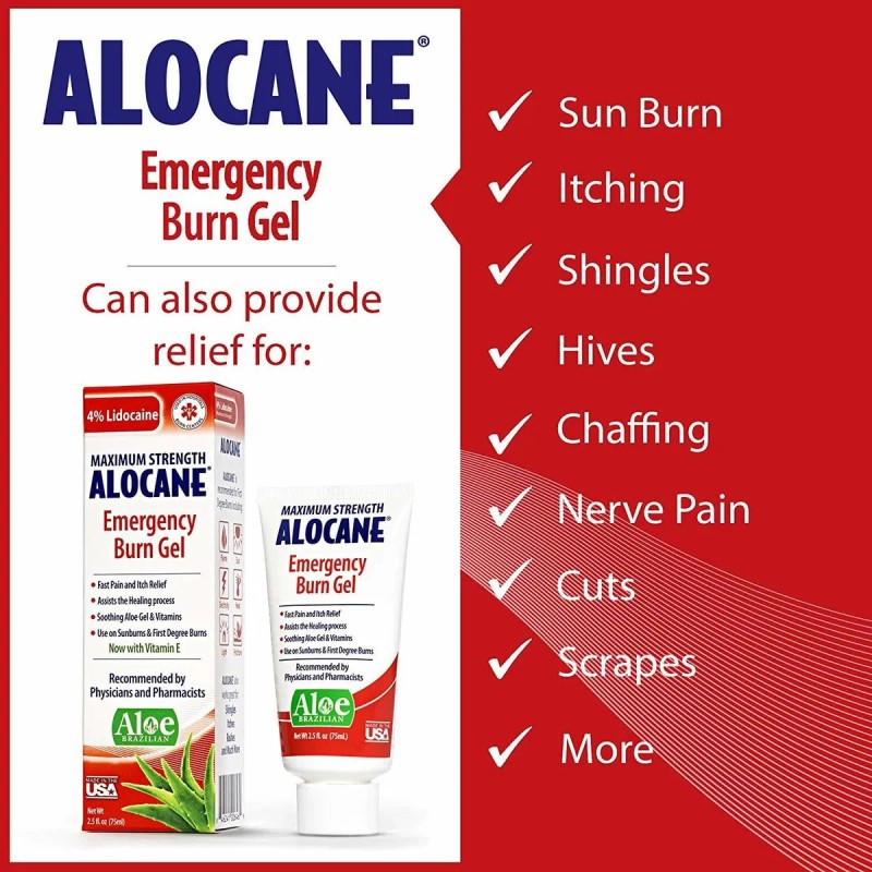 Alocane Emergencia Burn Del Gel, 4% De Lidocaína Maximum Str