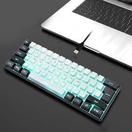 Hilitand Teclado para Juegos con Cable 60, Mini Teclado Compacto con Retroiluminación RGB, Teclado Ergonómico y Mecánico de 61 Teclas para Jugadores  