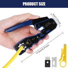 vsshe RJ45 Crimping Tool for RJ45 Connector for Cat5e Cat5 Cat6 8P8C, Network Tool for RJ45 Connectors, Crimping Tool with Crimping Connector and Kink Protection (B)