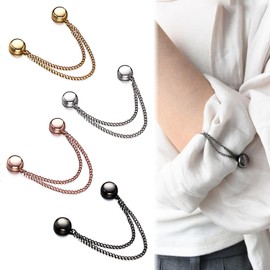 FJW Magnetic Clothing Clips, 4 Pack: Black, Gold - Magnetic Shirt Clips for Women's Clothing, T-Shirt Shortening, Collar, Pants Hems