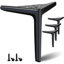 Furniture Leg Metal Set of 4, Black Modern Iron Diamond Triangle Furniture Feet DIY Alternative Suitable for Cabinets Cupboards Sofa Chairs Ottomans Desks etc. (Black, 18cm)