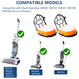 Brush Roller and Filter Replacement for Shark WDB1F2 HydroVac AW201 AW302 WD201 WD100 WD200 WD101 WD200C WD201C WD101C HydroVac Vacuum Cordless Wet Dry Vacuum Cleaner