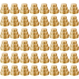 Chumia 144 Pcs Metal Round Tins Portable Aluminum Tin Cans Containers Small Candle Tins Empty Tin Containers with Screw Lids Metal Tin Containers for Christmas Cream Spices Candles, 3 Size(Gold)