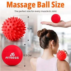 Massage Ball – Red Lacrosse and Spiky Balls– Perfect for Yoga, Rehab, Deep Tissue & Trigger Point Massage, Myofascial Release, Plantar Fasciitis - Sore Muscle Recovery, and Overall Body Relaxation