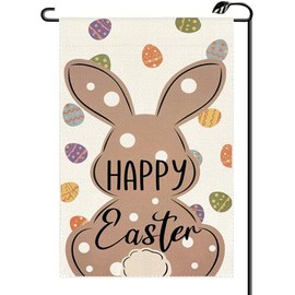 Happy Easter Bunny Garden Flag 12x18 Inch Vertical Double Sided Polka Dot Small Flags Farmhouse Outside Decoration For Yard (ONLY FLAG) FH17