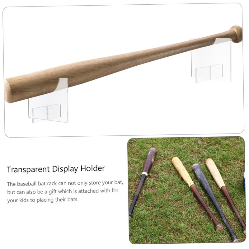 Totority 2pcs Acrylic Baseball Bat Display Holder Horizontal Desktop Rack