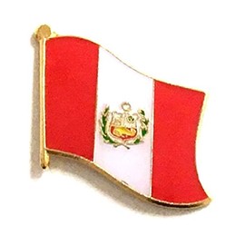 Peru Flag Lapel Pin; One International Waving World Flag Pin Badge Patriotic Country Hat Lapel Badge (Peru)