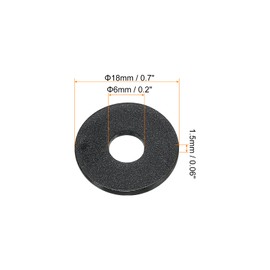 PATIKIL M6 Nylon Flat Washer, 100 Pack 6mm ID 18mm OD 1.5mm Thick Sealing Spacer Gasket Ring for Faucet Pipe Water Hose Fastener Bolt, Black