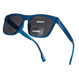 OCCI CHIARI Bifocal Reading Sunglasses for Men Classic Square Sun Readers Outdoor Eyeglasses 100 150 200 250 300 350 (Blue,3.00)