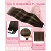 SLEEKALON Invisible Tape in Hair Extensions Real Human Hair 10
