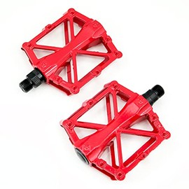 RHINORO Pair of Cycling BMX Mountain Bicycle Bike Pedals 9/16" Bearing Metal Heavy Duty (RED)