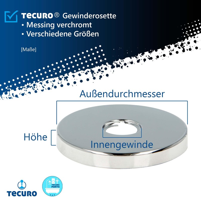 tecuro Threaded Rosette (3/4) Diameter 27 mm x Diameter 80