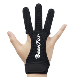 Seektop Traditional Archery Shooting Glove 3 Finger Protection Gloves for Kids Youth Adult Beginners Shooting, black