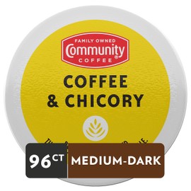 Community Coffee Coffee & Chicory 96 Count Coffee Pods, Medium-Dark Roast, Compatible with Keurig 2.0 K-Cup Brewers 24 Count (Pack of 4)
