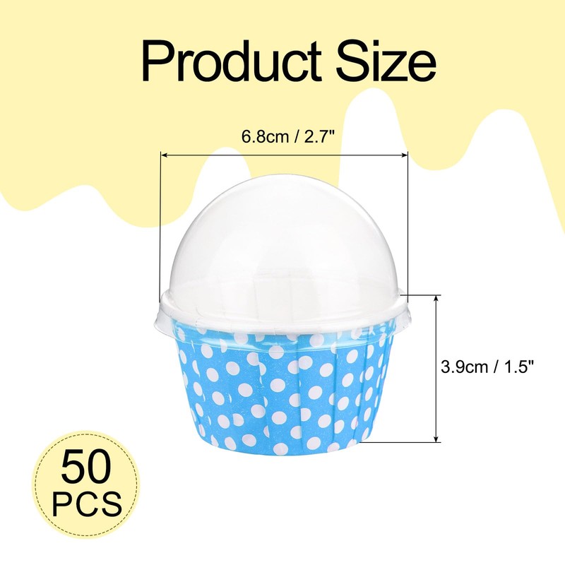 sourcing map 50 Set Cupcake Liners with Dome Lids, Muffins