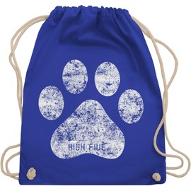 Shirtracer - Gym Bag Backpack - Gift for Dog Owners - High Five Dog Paw, 05 Royal Blue