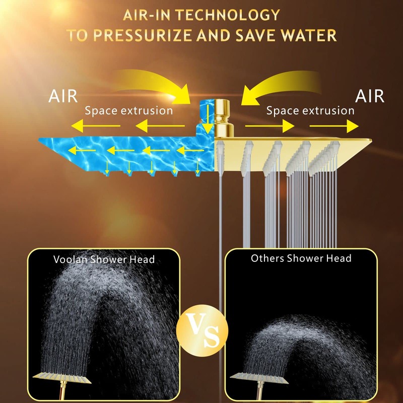 Voolan Rain Shower head, High Pressure Shower Head Made of