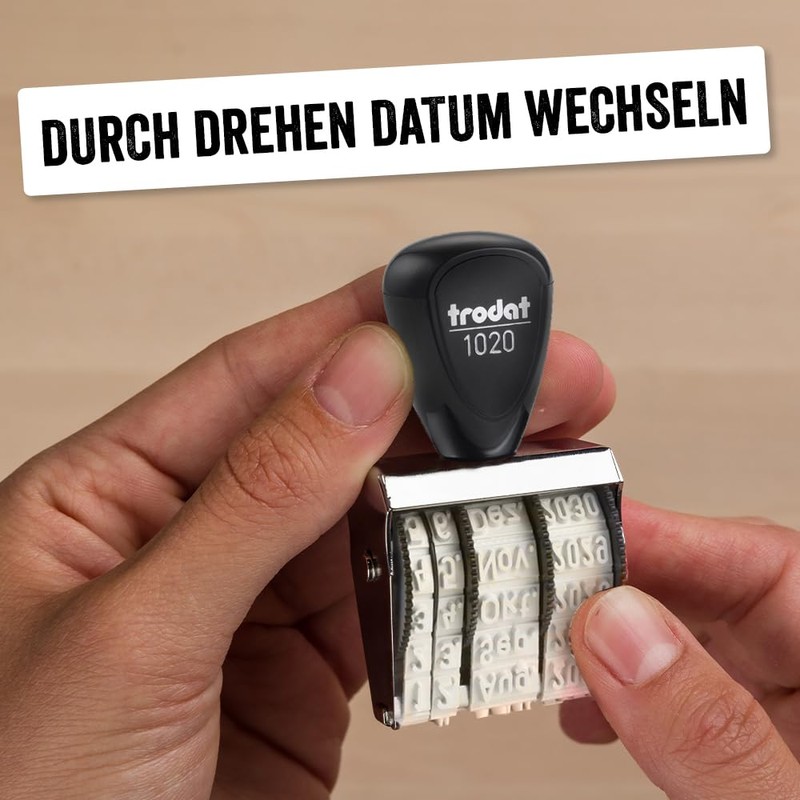Trodat 1020 + 9051 Classic Date Stamp Set, German, Ink