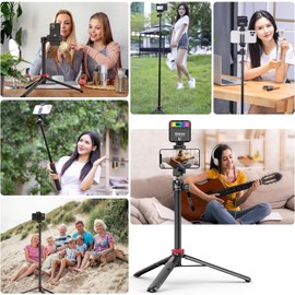 ULANZI MT-44 Selfie Stick Tripod for Phone and Camera - Max. 146 cm High - Extendable - Black/Red