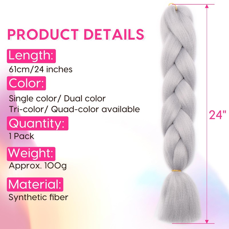 Silk-co Jumbo Braid Synthetic Hair 24" Hair Braiding Extensions Premium