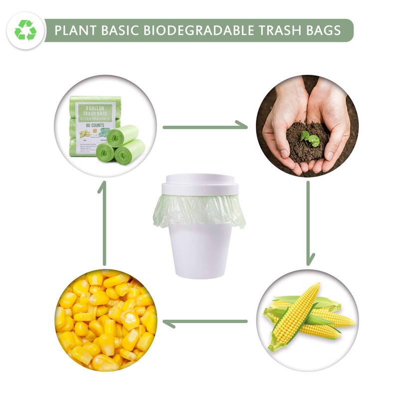 Biodegradable Medium Trash Bags 8 Gallon, 0.67 Mil Extra Strong