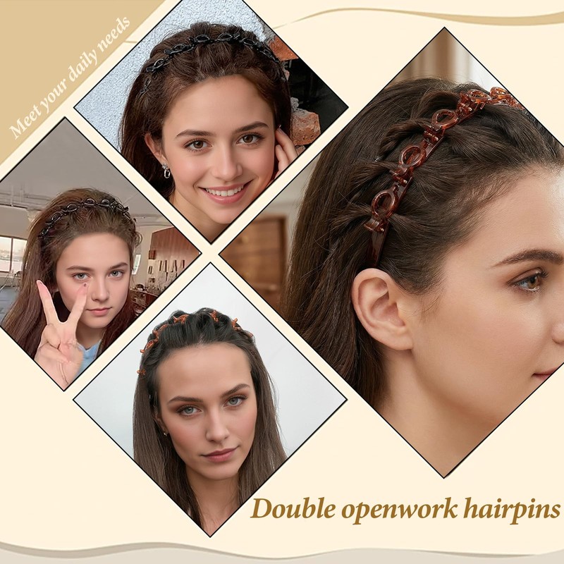 8 PCS Headband with Clips for Women, Twisty Bangs Headband,