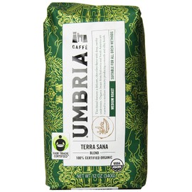 Caffe Umbria Fresh Seattle Whole Bean Roasted Coffee, Terra Sana Organic Blend Medium Roast, 12 oz. Bag