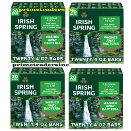 Irish Spring 4 Pack - Irish Spring Bar Soap, Original Clean, 4 oz., 20 ct.
