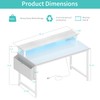 Lufeiya White Computer Desk with LED Lights and Power Outlets,