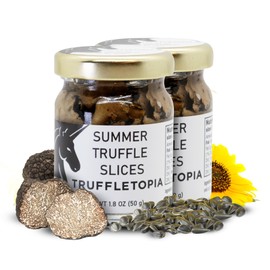 Truffletopia | Summer Truffle Slices | Black Truffle Carpaccio Real Italian Truffles | Luxury Topping or Gourmet | Ready to Eat | Alternative to Fresh Truffles | 1.8 Oz (Pack of 2)