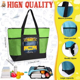 Abbylike 10 Pcs Bus Driver Gifts Tote Bags School Bus Driver Appreciation Gift Graduation Tote Bags Zipper for Women Men (Bright Color)