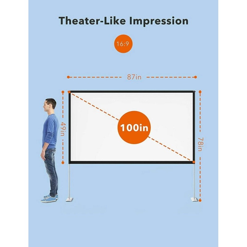 TaoTronics HP027 100" inch Projector Screen with Stand 16:9 HD