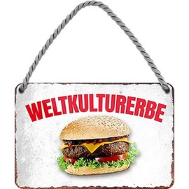 WOGEKA ART Retro Tin Sign - 3 Nuremberg Bratwurste im Weggla - Funny Saying as Gift Idea Birthday Christmas Decoration 18 x 12 cm Vintage Design Hanging Sign Metal 683