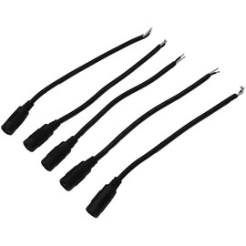 JacobsParts 5-Pack 18AWG DC Power Pigtail Female Barrel Jack 6-Inch Wire 5.5mm x 2.1mm for LED Strip Light, CCTV Security Camera, DVR, and Other Low Voltage Applications